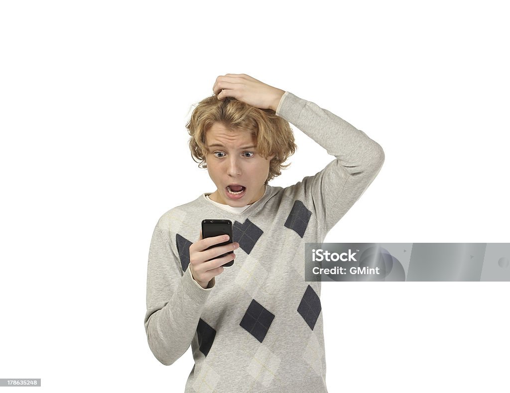 Menino adolescente com telefone Celular - Royalty-free A usar um telefone Foto de stock