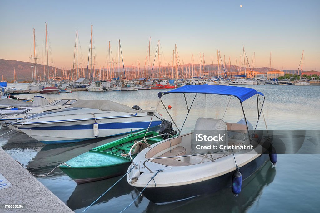 Lefkada port,Greece "Lefkada port, in Greece, surprised at sunset, with a beautiful sky in the background." Beach Stock Photo