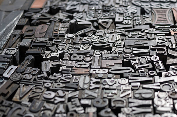 istock Old die press letters and numbers 178635283