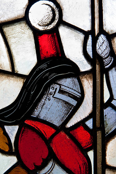 Louis IX of France, depicted in a stained glass in Notre Dame de Paris cathedral.