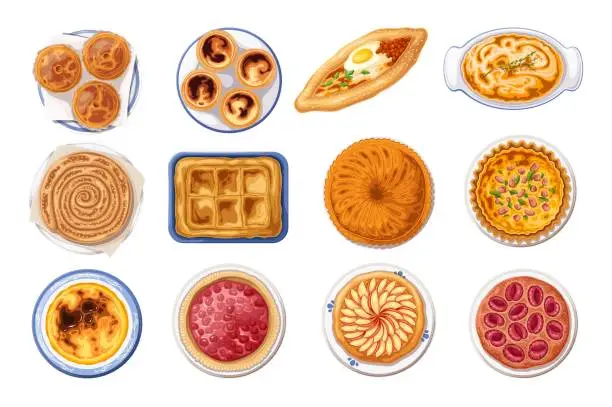 Vector illustration of Pies Set, Top View