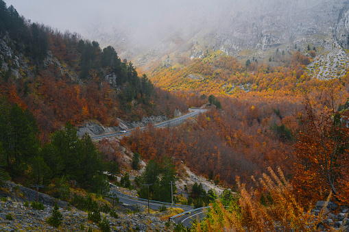 Cloudy Landscape of Thethi National Park showing the amazing colors of Autumn.