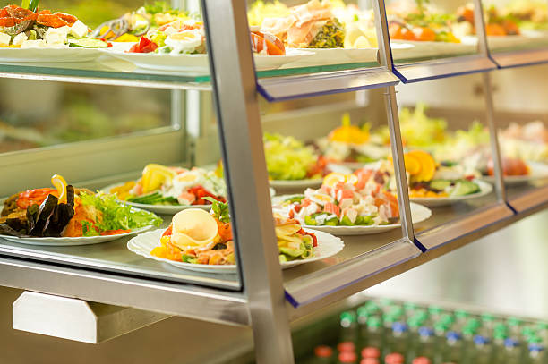 istock Cafeteria self service display food fresh salad 178637342