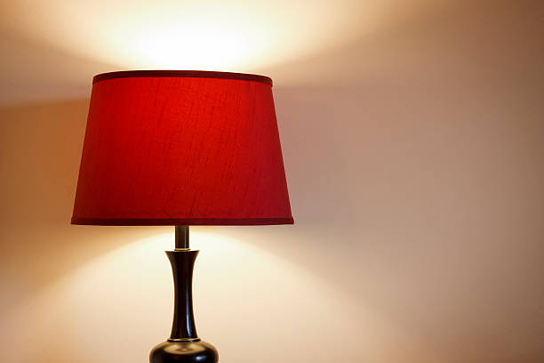 Light with Red Lamp Shade. stock photo