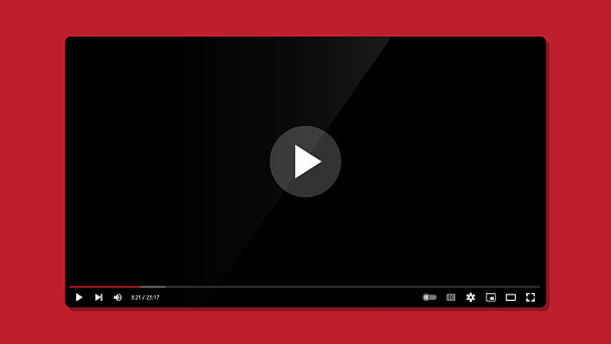Video player with play button on the screen of the tablet. Vector illustration
