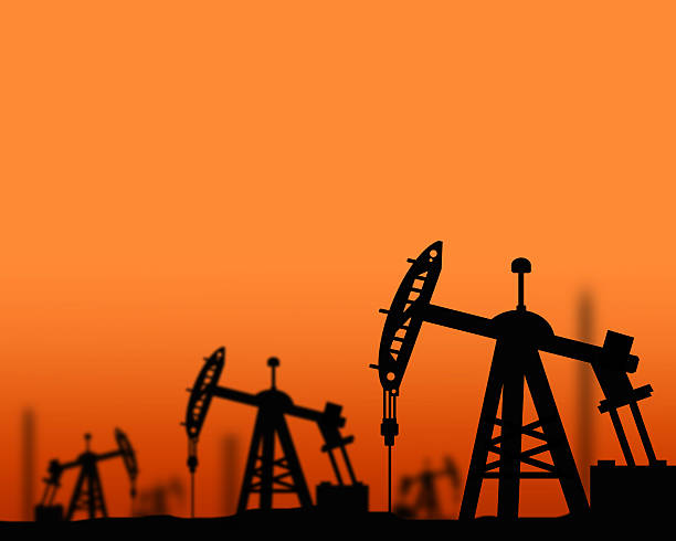 öl pumpen - sunset petroleum silhouette new mexico stock-fotos und bilder