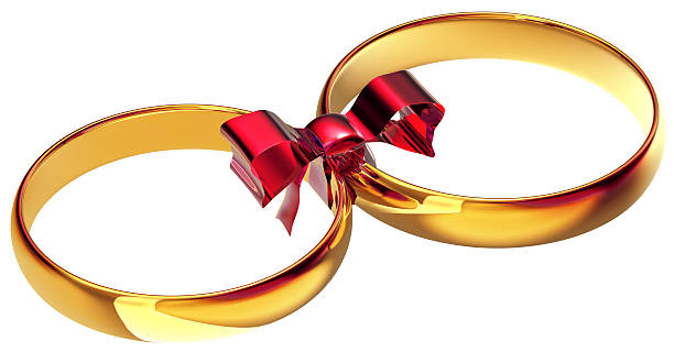 istock Gold wedding rings with the silk bow 178638556