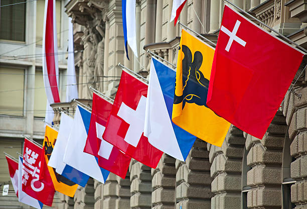 Swiss National Day in Zurich "Swiss National Day on August 1 in Zurich, Switzerland." lucerne switzerland stock pictures, royalty-free photos & images