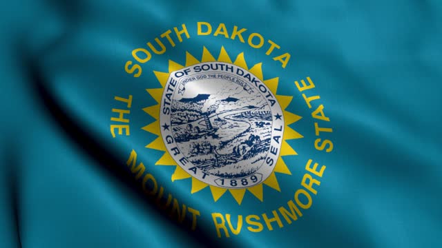 South Dakota State Flag. Waving Fabric Satin Texture National Flag of South Dakota 3D Illustration. Real Texture Flag of the State of South Dakota in the United States of America. USA. High Detailed Flag Animation