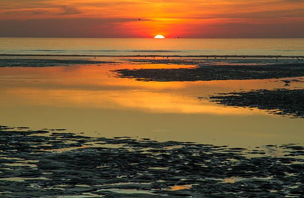 Pôr-do-sol no mar - foto de acervo