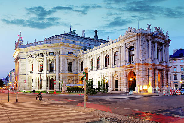 Burgtheater in Vienna at dusk, Austria Burgtheater in Vienna at dusk burgtheater vienna stock pictures, royalty-free photos & images