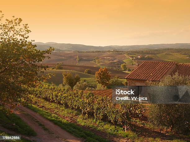 Foto de Outono Paisagem Toscana e mais fotos de stock de Agricultura - Agricultura, Ajardinado, Casa