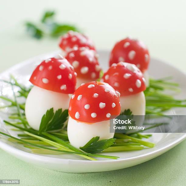 Tomato And Egg Appetizer Stock Photo - Download Image Now - Fly Agaric Mushroom, Tomato, Amanita Parcivolvata