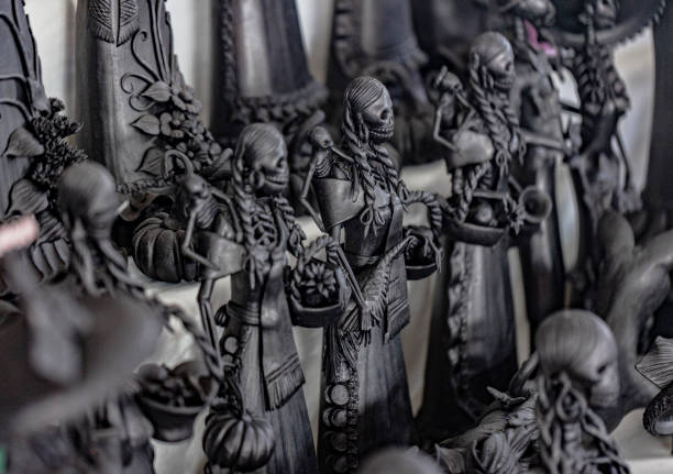 Beautiful Mexican catrinas sculptures at artesanal Mexican festival