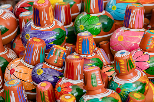 Clay pots at artisan mexican festival