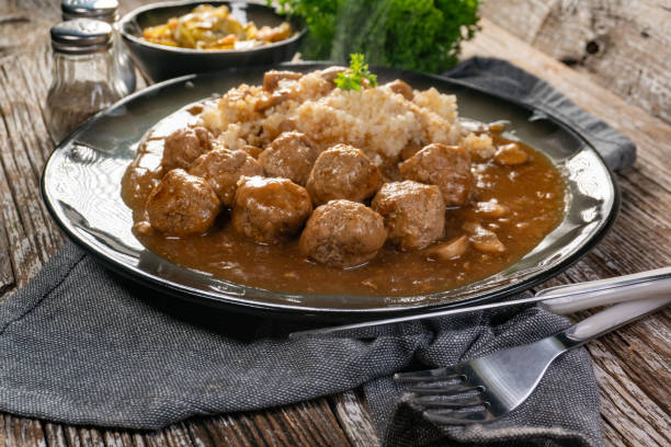 istock Minced meat balls in mushroom sauce. 1786448295
