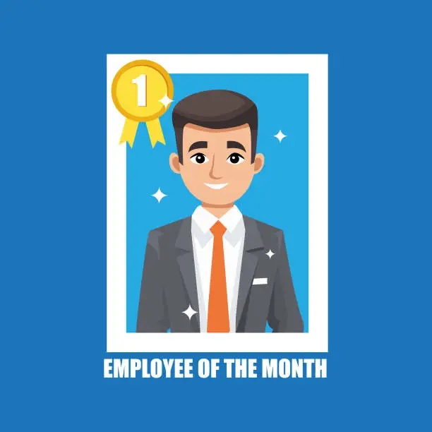 Vector illustration of Employee of the Month award theme, Employee recognition