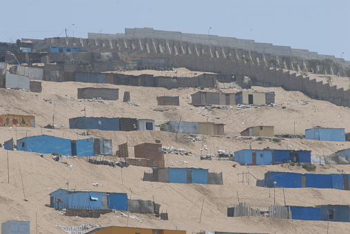 Poverty in desert houses in the city of Lima PERU
