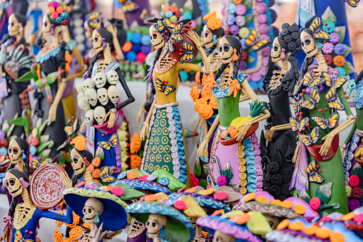 Beautiful Mexican catrinas made it by Mexican artisans at Mexican festival