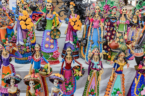 Beautiful Mexican catrinas made it by Mexican artisans at Mexican festival