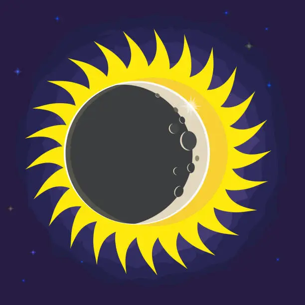 Vector illustration of Solar Eclipse, moon, sun, vector illustration