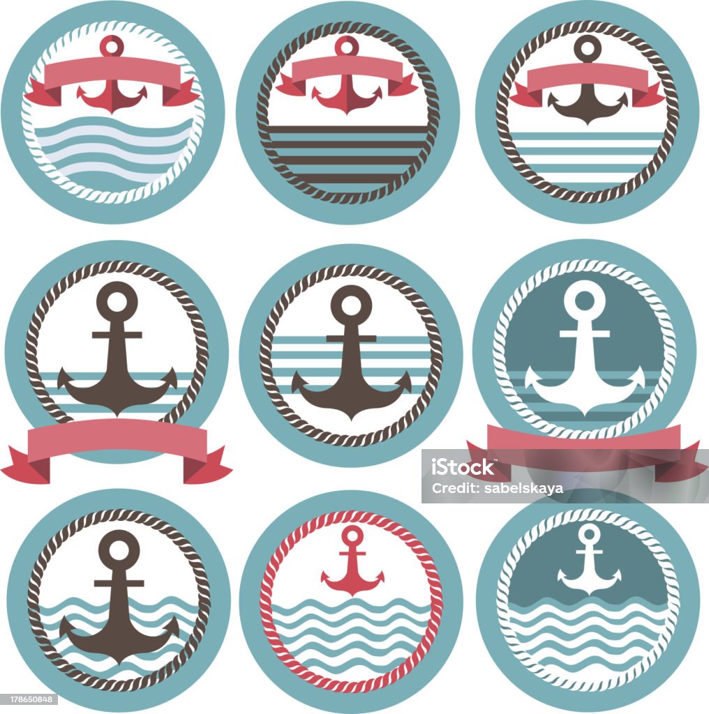Morskich Zestaw ikon - Grafika wektorowa royalty-free (Bez ludzi)