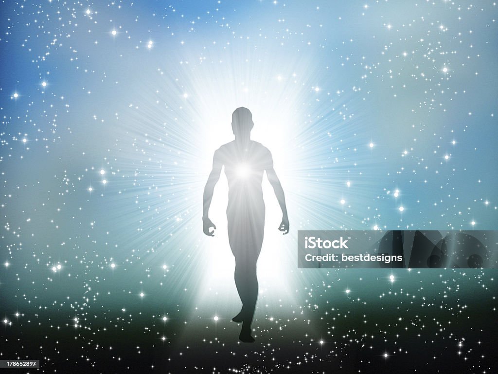 Figure emerges from the comos Light - Natural Phenomenon Stock Photo