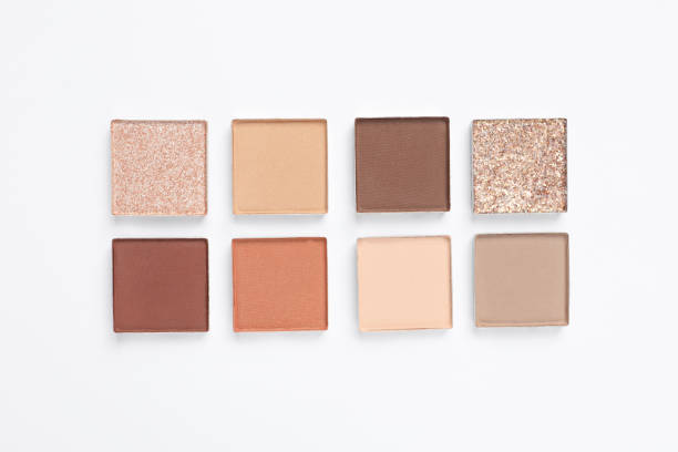 istock Beautiful eye shadow refill pans on white background, flat lay 1786552059