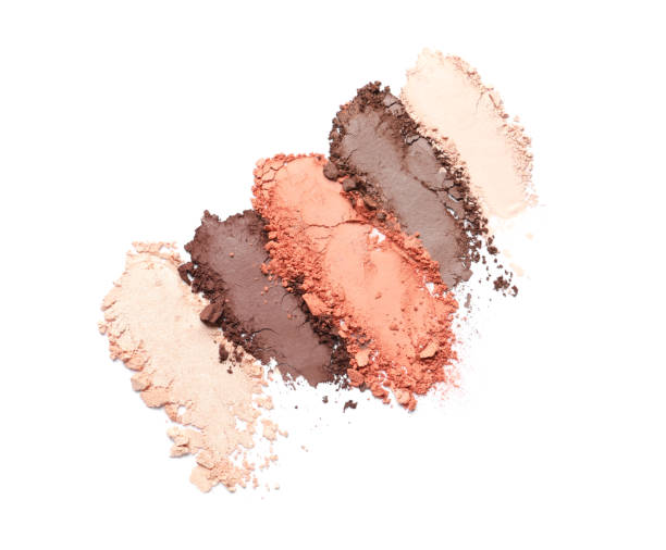 istock Crushed eye shadows on white background, top view. Professional makeup product 1786552597
