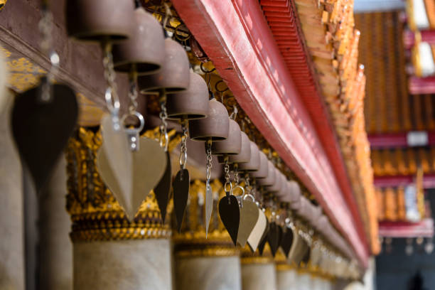istock Cast iron bells wind chimes outside Wat Benchamabophit (The Marble Temple), Bangkok, Thailand 1786556723