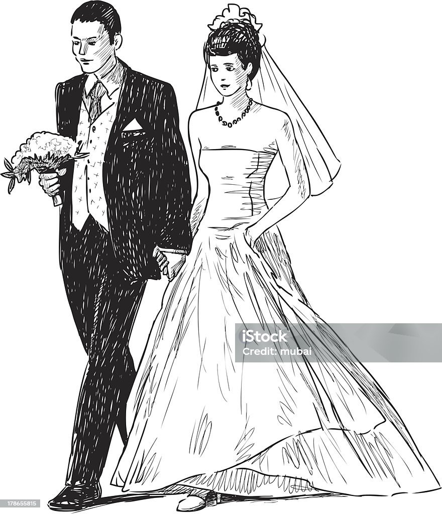 жених и невеста - Векторная графика Вуаль роялти-фри