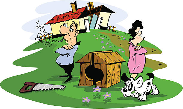 Husband and wife quarreled Husband and wife quarreled, illustration funny contract stock illustrations