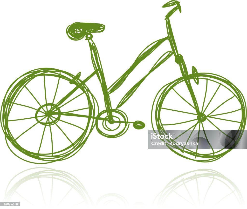 Vert bicyclette croquis pour votre design - clipart vectoriel de Faire du vélo libre de droits