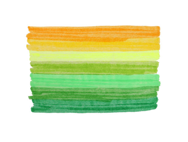 istock Colorful stripes drawn with markers isolated on white, top view 1786565222