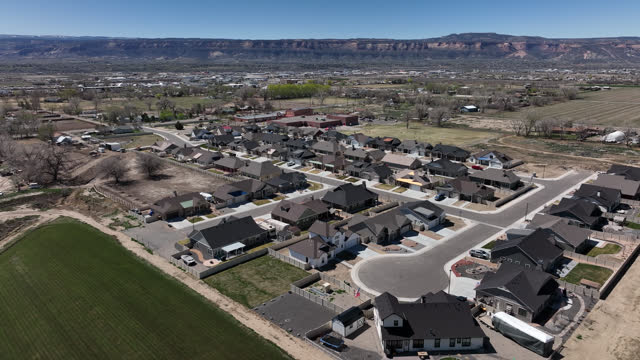 Aerial View of Cul-De-Sac and a Neighborhood of New Homes in North Grand Junction, Colorado