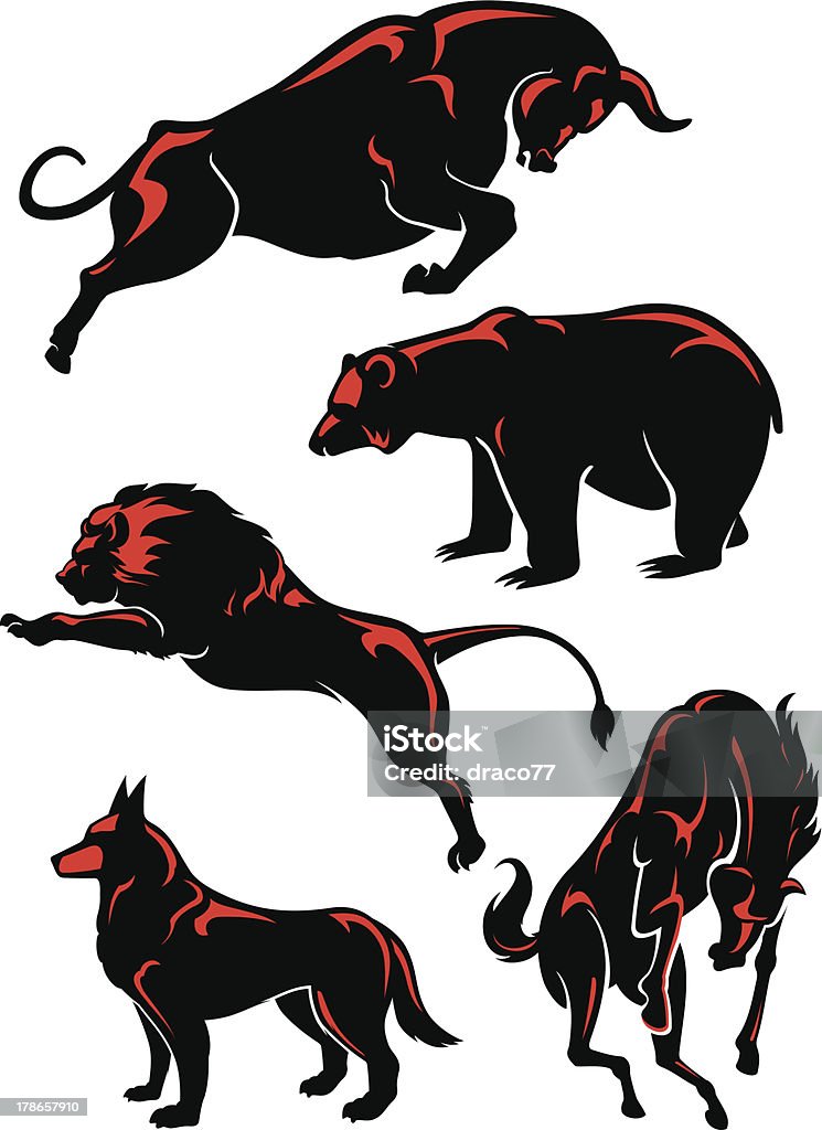 Ensemble animaux sauvages - clipart vectoriel de Taureau libre de droits