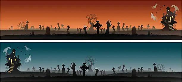 Vector illustration of Spooky Halloween Horizon