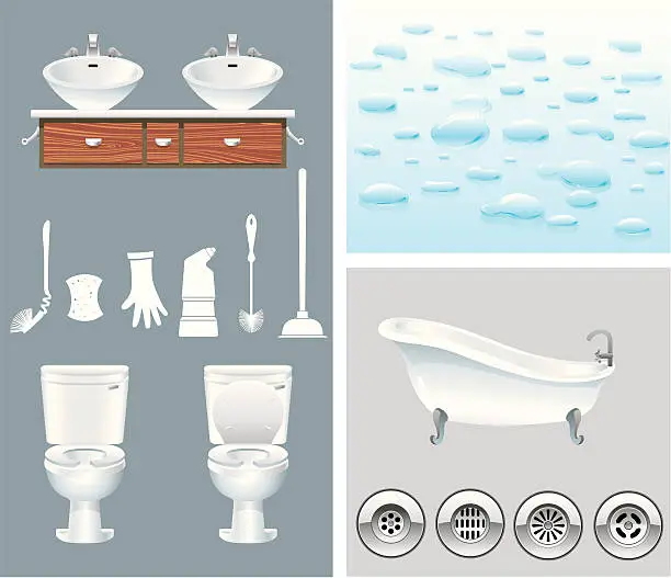 Vector illustration of Bathroom and Toilet Set