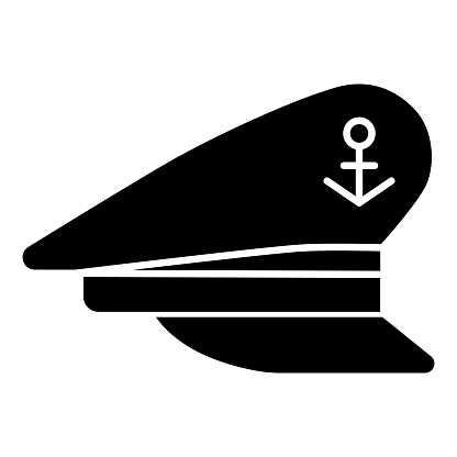 Captain cap solid icon, Sea cruise concept, sailor cap sign on white background, Captain hat icon in glyph style mobile concept web design. Vector graphics.