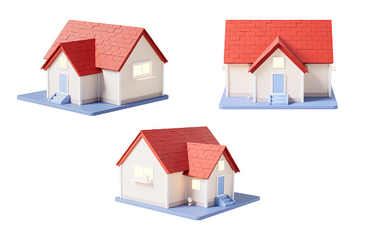 3D cartoon house, residence house, 3d rendering. 3D illustration.