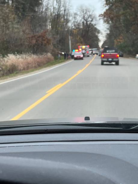 istock Pedestrian accident with police and ambulance vehicles. 1786741368