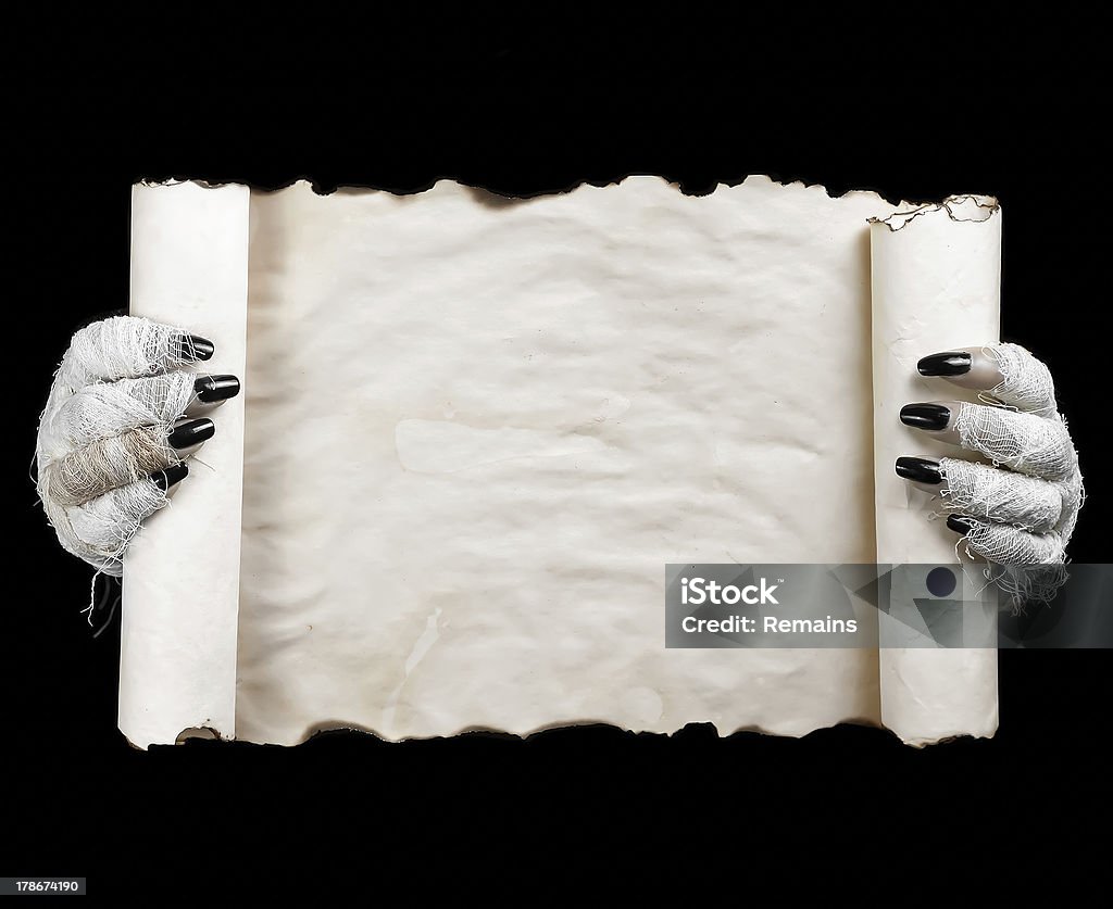 Halloween mamá retención scroll. Espacio para texto. - Foto de stock de Blanco - Color libre de derechos