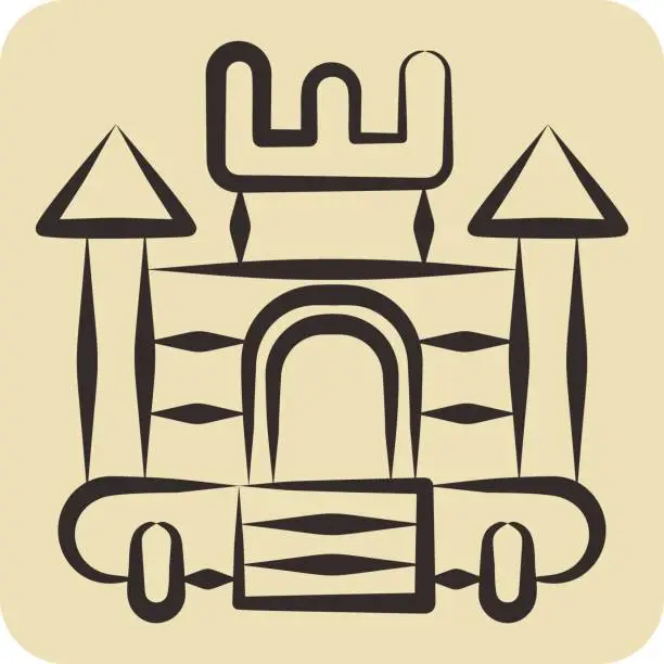 Vector illustration of Icon Inflatable Castle. related to Amusement Park symbol. hand drawn style. simple design editable. simple illustration