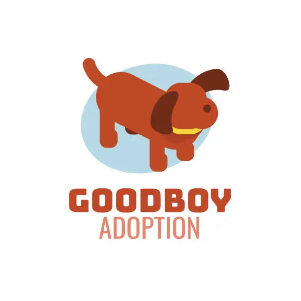 Vector illustration of Modern style pet adoption logo - Pet Adoption Icon - Dog Adoption illustration - Pet Symbol - Isometric Puppy Pet Shelter Logo