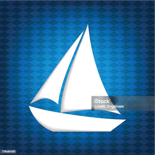 Vetores de Barco Branco Sobre Fundo Azul e mais imagens de Atividade - Atividade, Azul, Barco de passageiros