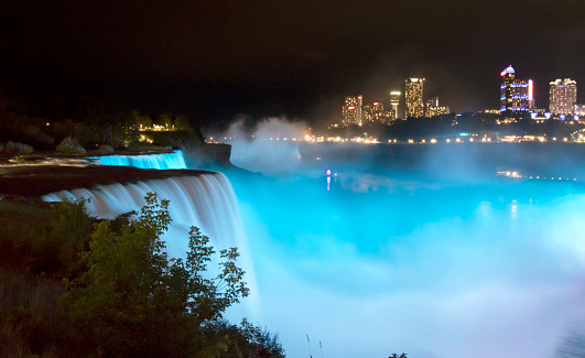 Niagara Falls at Night. Blue