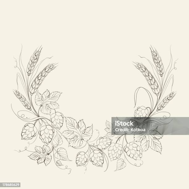 Hop Garland On A White Background Stock Illustration - Download Image Now - Hops Crop, Vine - Plant, Agriculture