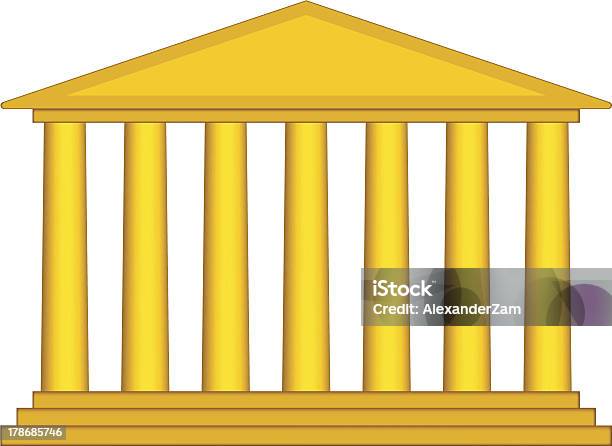 Colonnade Illustration In Yellow Stock Illustration - Download Image Now - Architectural Column, Palace, Acropolis - Athens