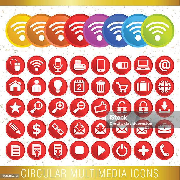 Circular Multimedia Symbole Stock Vektor Art und mehr Bilder von Batterie - Batterie, Behälter, Bleistift