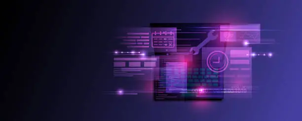 Photo of computer technology, scheduling, web editing, and web development